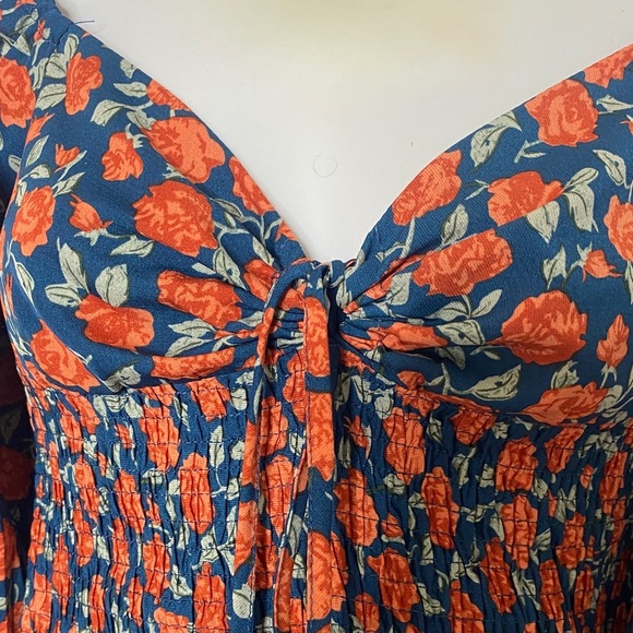 Blush Navy and Coral Floral Long Sleeve Dress - Picture 3 of 7